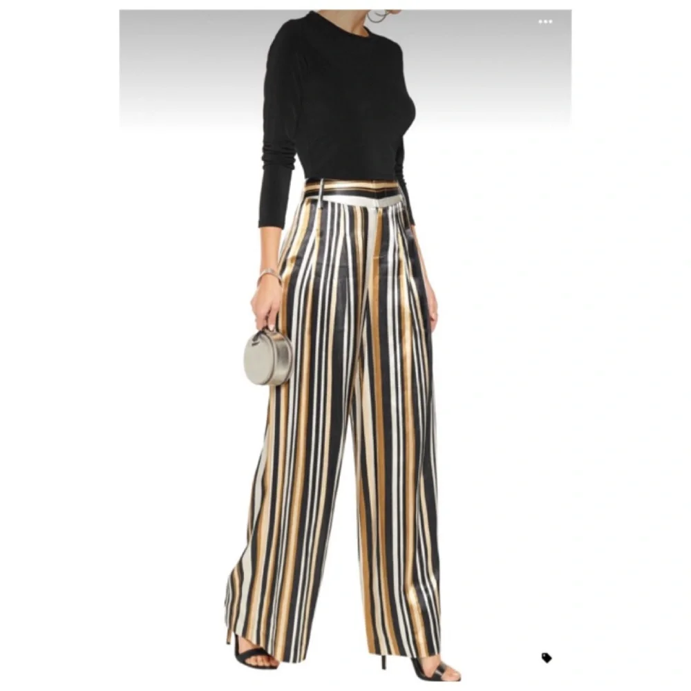 NWT Alice & Olivia by Stacey Bendet Scarlet Deco Stripe Palazzo Pants Si… - Picture 1 of 9